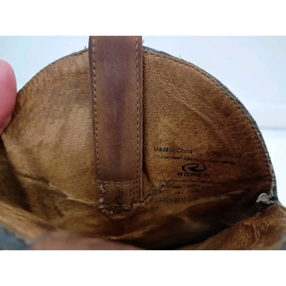 Roper Brand Womens Size 6.5 Brown Suede Cowboy Western Boots